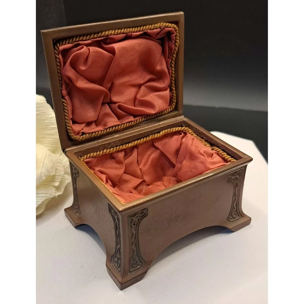 Antique Bronze Benedict Athenic Ornate Greek Cameo Casket Trinket Box 1490
